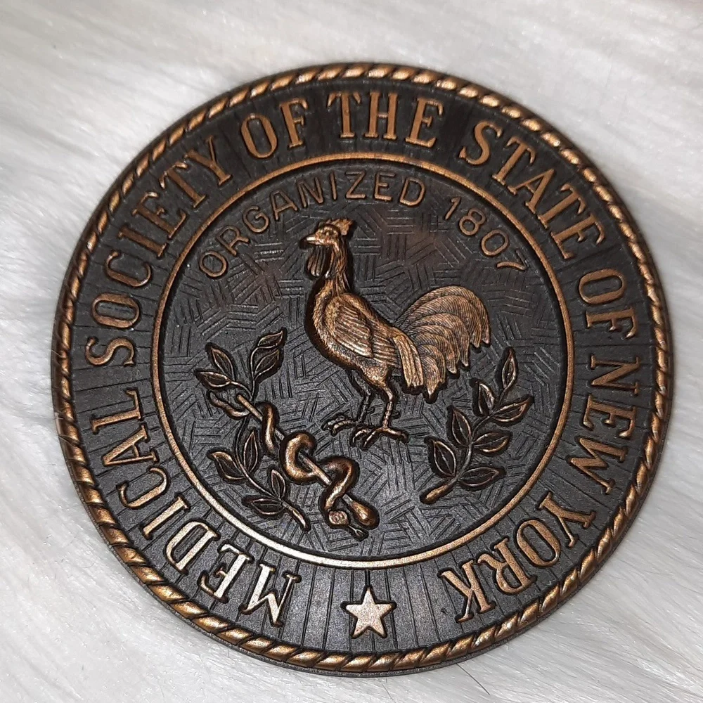 Vintage paperweight bronze. Felted back. Medical society NY - Picture 1 of 5